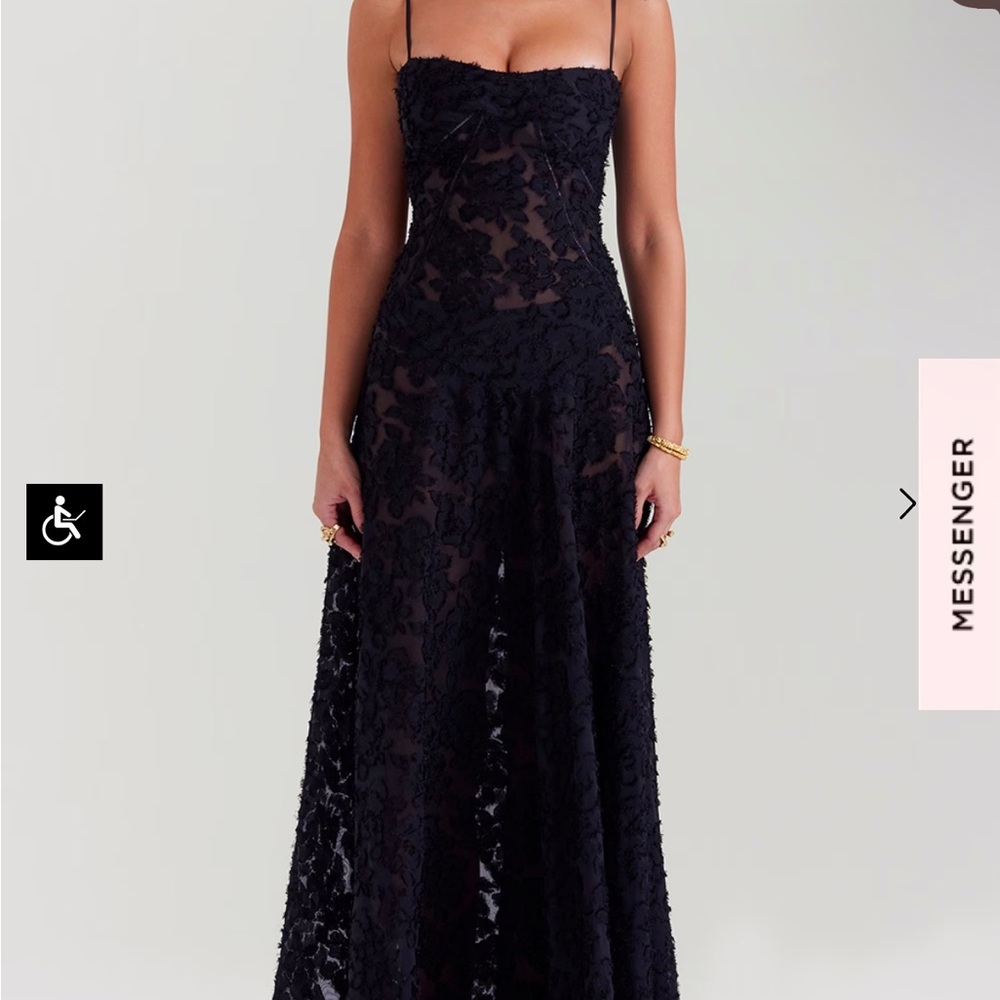 Seren House of CB Black Lace Evening Dress